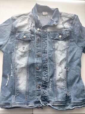 Kilogram distressed denim jeans jacket size large
